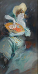 Portret van een dame - Jules Chéret — weergave van het kunstwerk