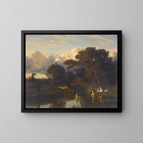 Les Baigneuses - Jules Dupré — framed artwork on a wall