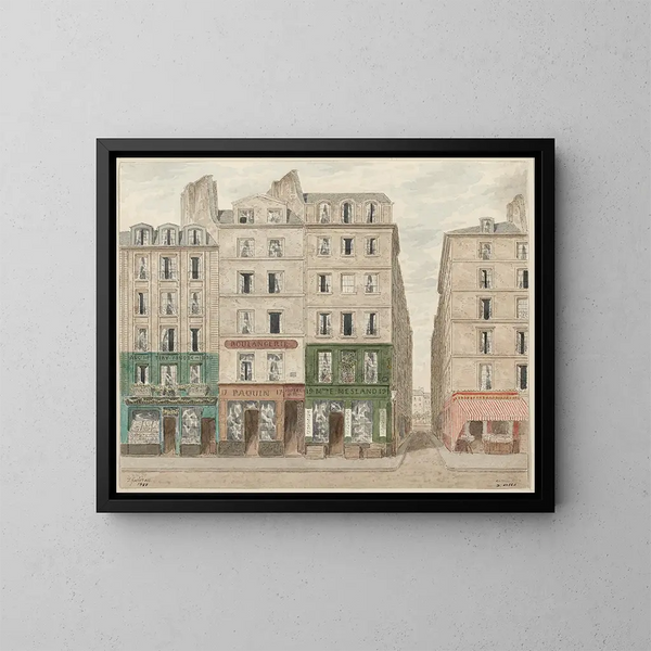 Rue Galande Painting, N° 15, 19, 5th arrondissement - Jules Gaildrau — framed artwork on a wall