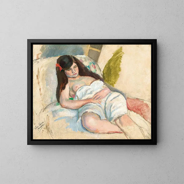 Vrouw uitgestrekt - Jules Pascin — ingelijst kunstwerk aan de muur