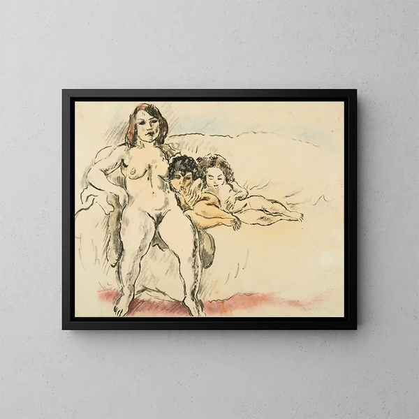 Vrouwen en kinderen - Jules Pascin — ingelijst kunstwerk aan de muur