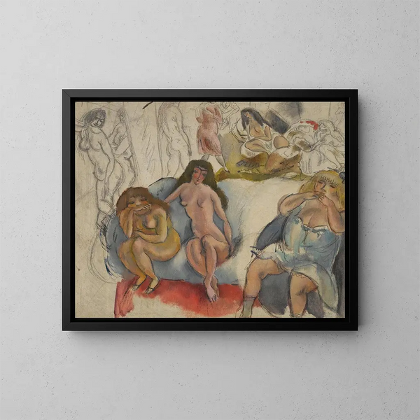 Vrouwelijke eleganties - Jules Pascin — ingelijst kunstwerk aan de muur