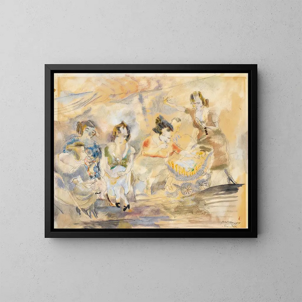 Vrouw met een kinderwagen - Jules Pascin — ingelijst kunstwerk aan de muur