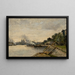 Landschap met rivier en uitzicht op de stad door het water - Jules Pétillon — ingelijst kunstwerk aan de muur