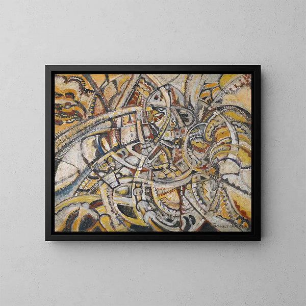 Futuristic Composition Painting - Jules Schmalzigaug — framed artwork on a wall