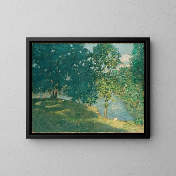 Afternoon by the Pond - Julian Alden Weir — framed artwork on a wall