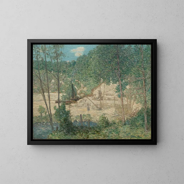 La construction du barrage - Julian Alden Weir — framed artwork on a wall