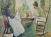 Twee vrouwen die naaien - Julian Alden Weir — weergave van het kunstwerk