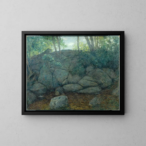 Rocks in the Forest - Julian Alden Weir — framed artwork on a wall
