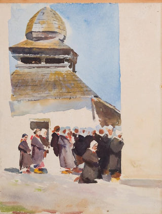 Julian Falat - Przed cerkwi szkic do obrazu pt Cerkiew na Pokuciu.webp