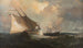 Zeilboten in een storm voor de Amerikaanse kust - Julian Oliver Davidson — weergave van het kunstwerk