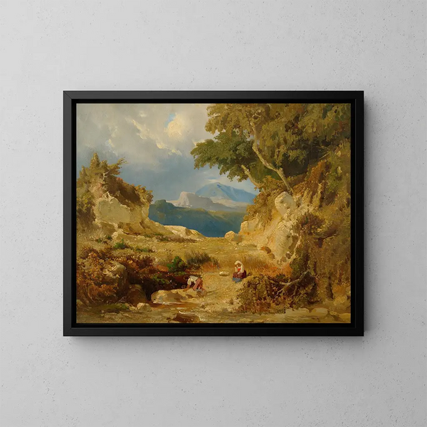 Italian landscape painting - Julie Wilhelmine Hagen-Schwarz — framed artwork on a wall