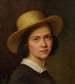 Zelfportret met strohoed - Julie Wilhelmine Hagen-Schwarz — weergave van het kunstwerk
