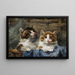 Twee katjes in een mand met blauwe stof - Julius Adam — ingelijst kunstwerk aan de muur
