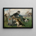 van een katjes die spelen op een kar in de wei - Julius Adam de Jonge — ingelijst kunstwerk aan de muur