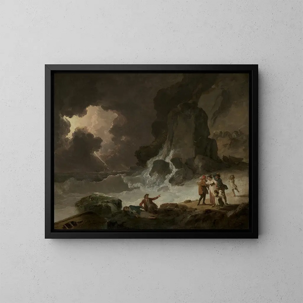 A Storm Behind the Isle of Wight - Julius Caesar Ibbetson — framed artwork on a wall