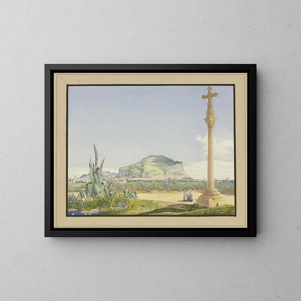 Siciliaans landschap met de berg Pellegrino - Julius Eugen Ruhl — ingelijst kunstwerk aan de muur