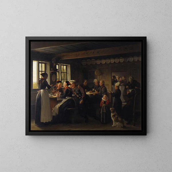 Episode of a guild in Amager - Julius Exner — framed artwork on a wall