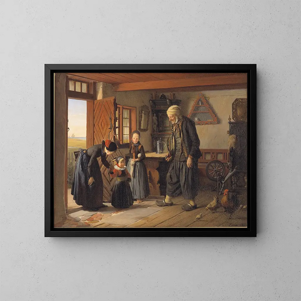 Visiting Grandpa - Julius Exner — framed artwork on a wall