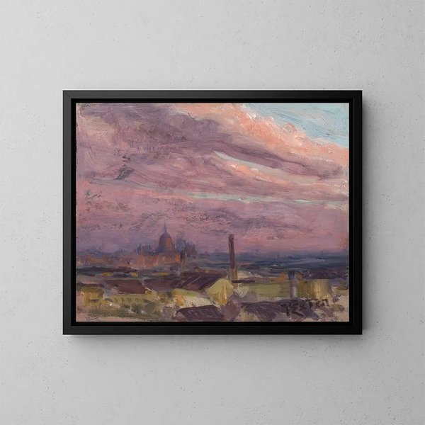 Evening Sky over Munich - Julius Exter — framed artwork on a wall