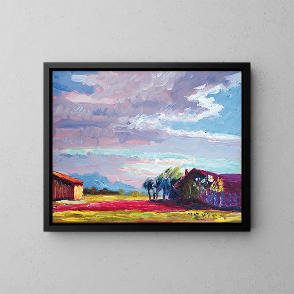 Evening Sun Painting - Julius Exter — framed artwork on a wall