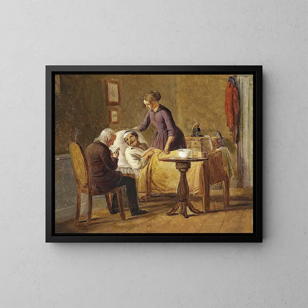 The wounded soldier - Julius Friedländer — framed artwork on a wall