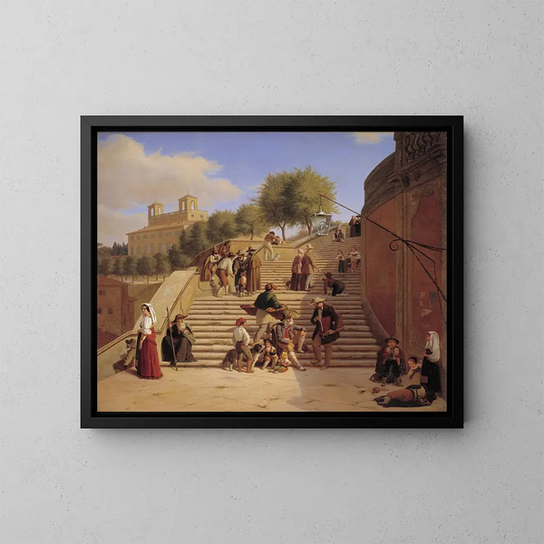 Les escaliers espagnols à Rome - Julius Friedländer — framed artwork on a wall