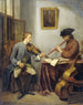Een violist en een fluitist die samen muziek maken De musici - Julius Henricus Quinkhard — weergave van het kunstwerk