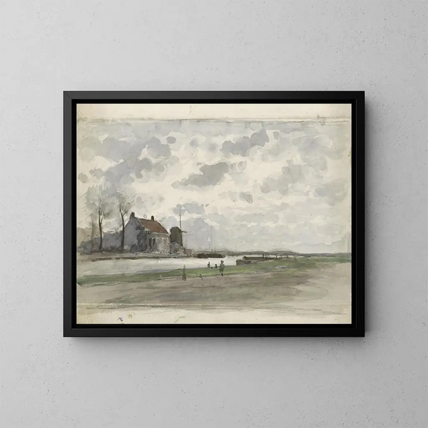 Navigation with a mill - Julius Jacobus van de Sande Bakhuyzen — framed artwork on a wall