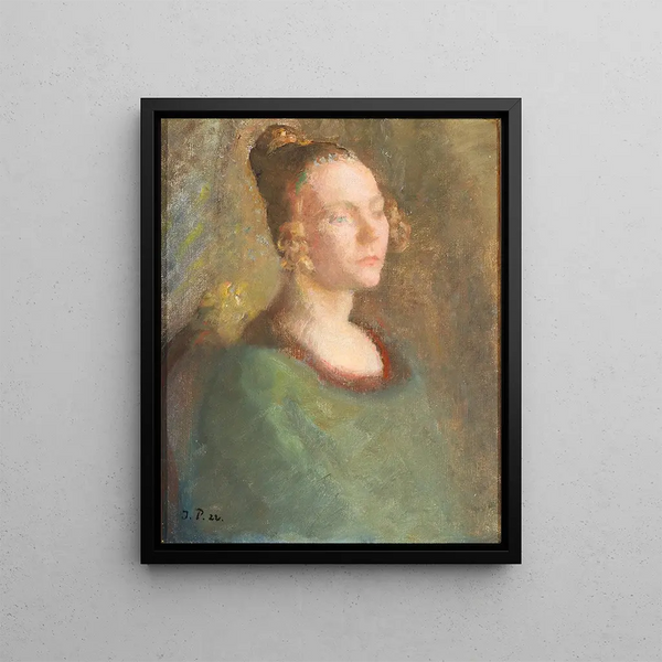 Portrait of a woman - Julius Paulsen — framed artwork on a wall