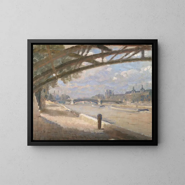 Under the Pont des Arts, Paris, noon - Julius Paulsen — framed artwork on a wall