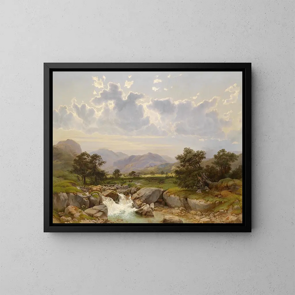 Landscape Painting near Abtenau - Julius Rose — framed artwork on a wall