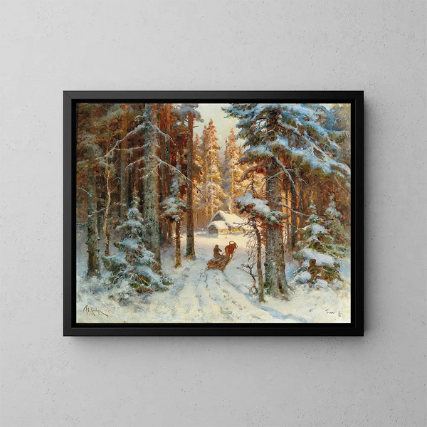 The woodcutters returning home - Julius Sergius Klever — framed artwork on a wall