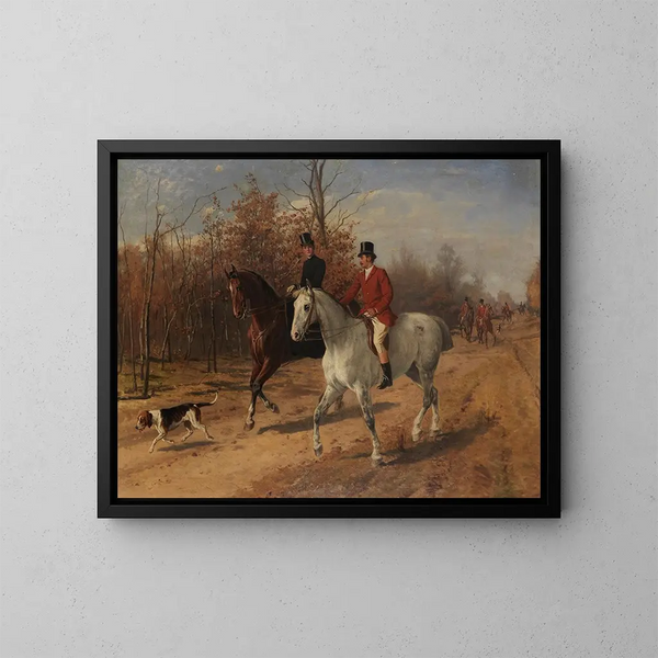 sortie pour la chasse à courre - Julius von Blaas — framed artwork on a wall