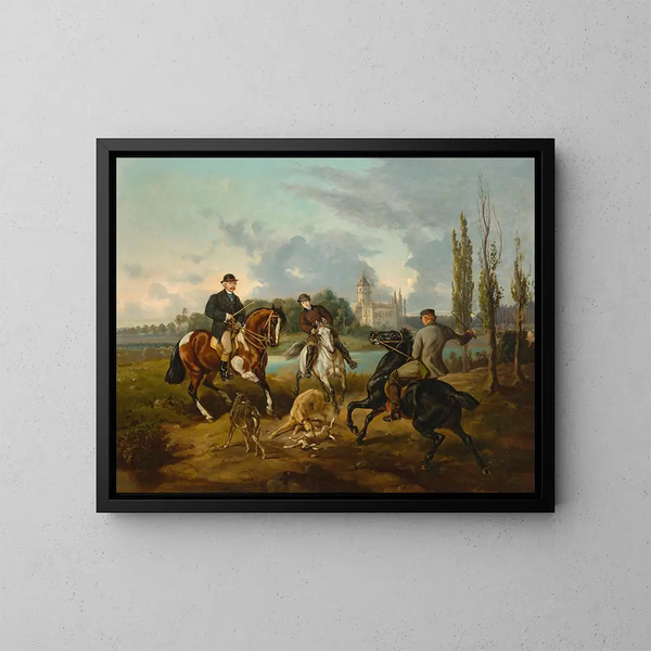 Jachtscène in Radziejowice - Juliusz Kossak — ingelijst kunstwerk aan de muur
