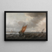 van een Estuarium met lichte boten bij sterke wind, uitzicht op Haarlem op afstand - Justus de Verwer — ingelijst kunstwerk aan de muur