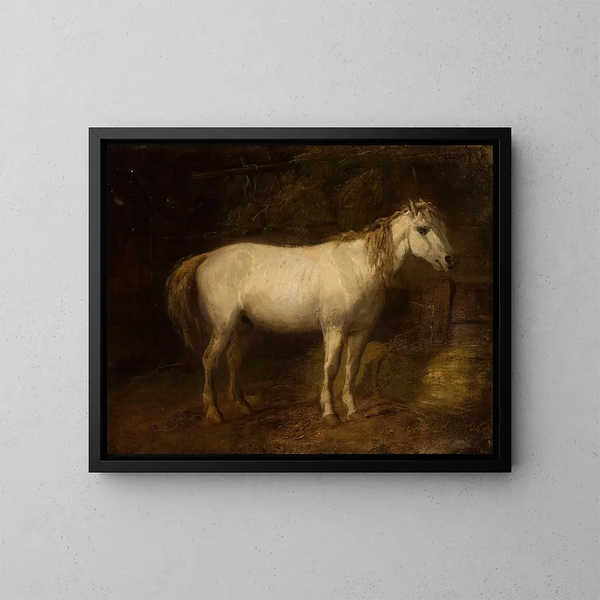 Horse in the stables - Józef Brodowski — framed artwork on a wall
