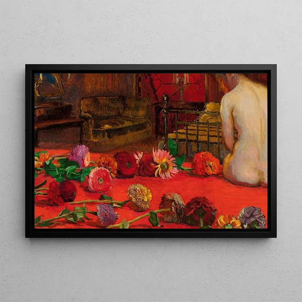 Zinnias Painting - Józef Mehoffer — framed artwork on a wall
