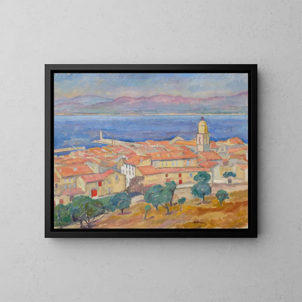 View of Saint-Tropez - Józef Pankiewicz — framed artwork on a wall