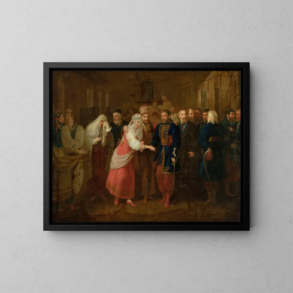 Marriage of Mieszko and Dobrawa - Józef Peszka — framed artwork on a wall