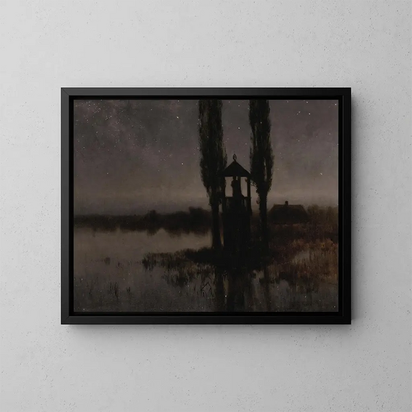 Night Marsh Painting - Józef Rapacki — framed artwork on a wall