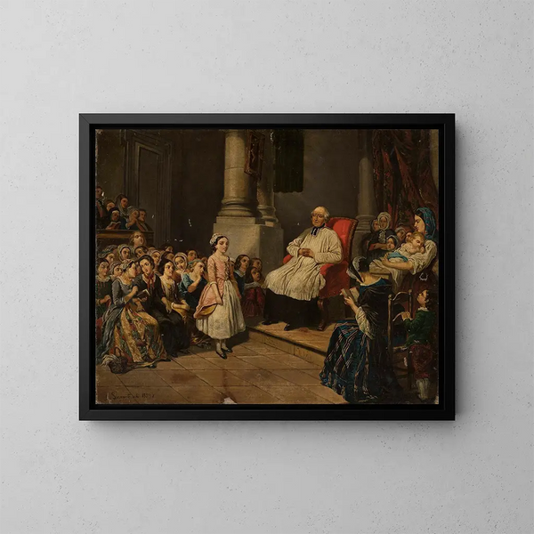 Lesson of Catechism - Józef Szermentowski — framed artwork on a wall