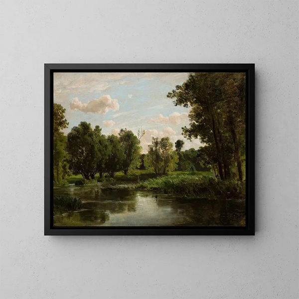 Lake in the Forest - Józef Szermentowski — framed artwork on a wall