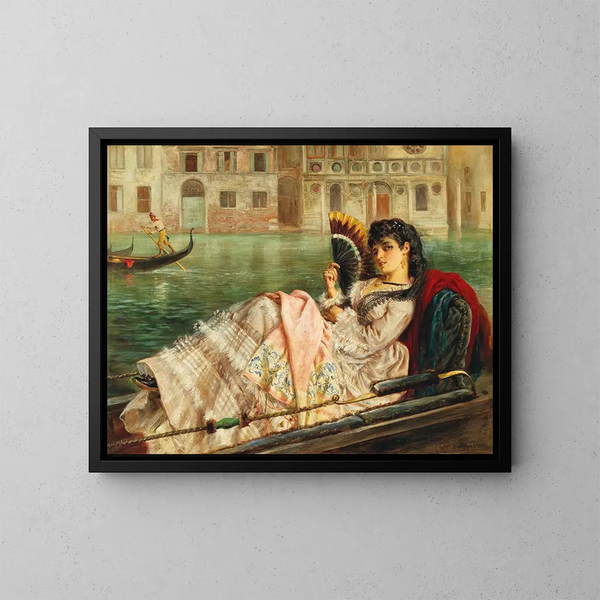 van het prachtige Venetiaanse schilderij in de gondel - Keeley Halswelle — ingelijst kunstwerk aan de muur