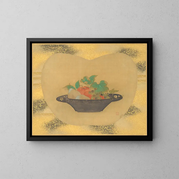 Fruit Bowl Painting - Kanō Tsunenobu — framed artwork on a wall