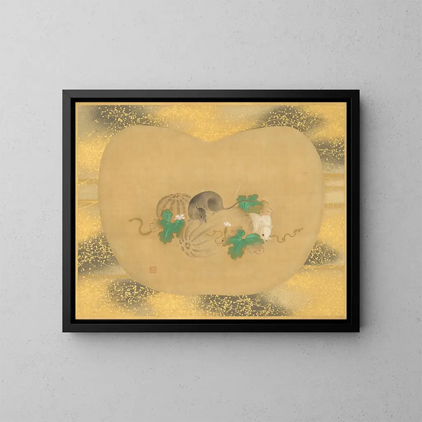 Gourd and Mouse - Kanō Tsunenobu — framed artwork on a wall