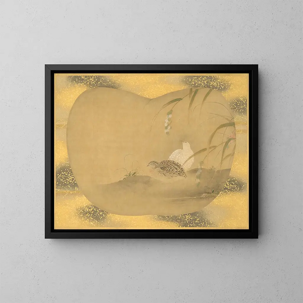 Sauvagine et caille - Kanō Tsunenobu — framed artwork on a wall