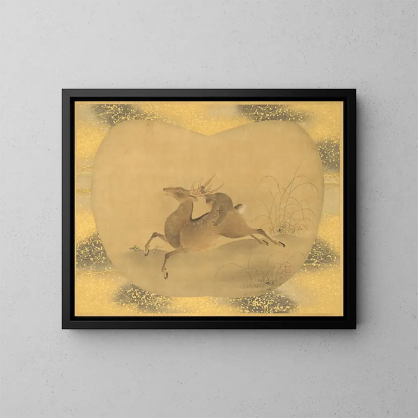 Monkey on a Deer - Kanō Tsunenobu — framed artwork on a wall
