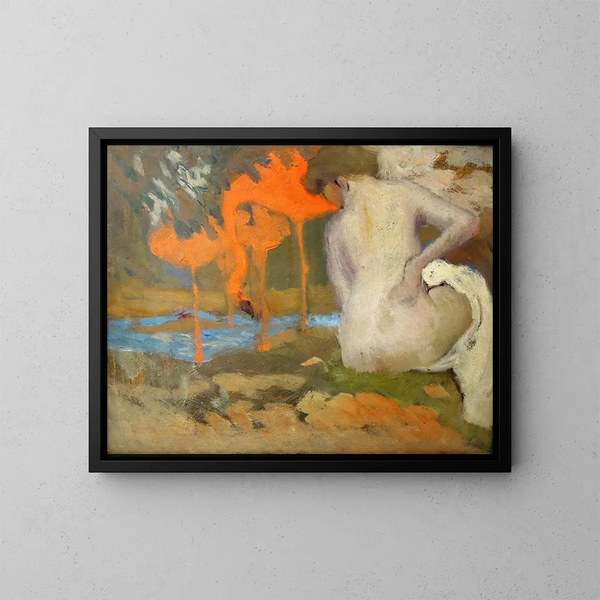 Leda and the Swan - Karel Pilař — framed artwork on a wall