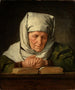 Oude vrouw in gebed - Karl Brunner — weergave van het kunstwerk